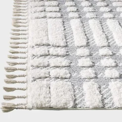Kirklands Home Cream and Gray Tufted Criss-Cross Area Rug, 7x9 Clearance