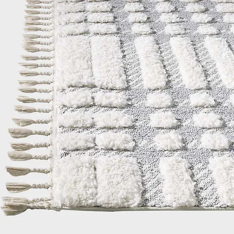 Kirklands Home Cream and Gray Tufted Criss-Cross Area Rug, 7x9 Clearance