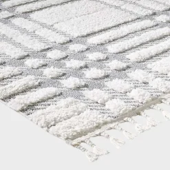 Kirklands Home Cream and Gray Tufted Criss-Cross Area Rug, 7x9 Clearance