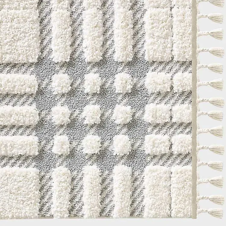 Kirklands Home Cream and Gray Tufted Criss-Cross Area Rug, 7x9 Clearance