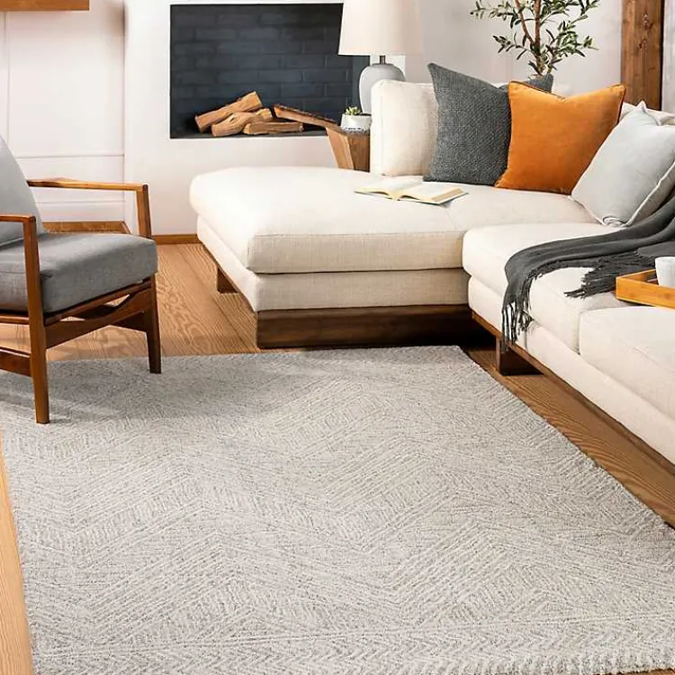 Kirklands Home Cream and Gray Zig Zag Area Rug, 5x7 Clearance