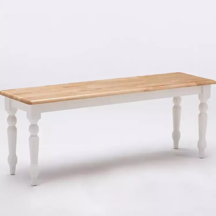 Kirklands Home Cream and Natural Wood Dining Bench Clearance