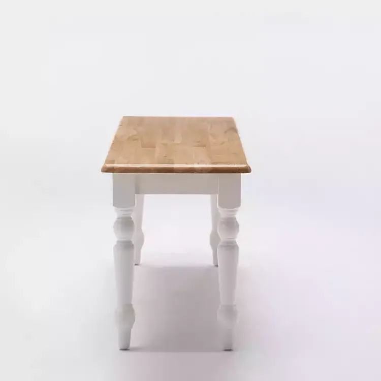Kirklands Home Cream and Natural Wood Dining Bench Clearance