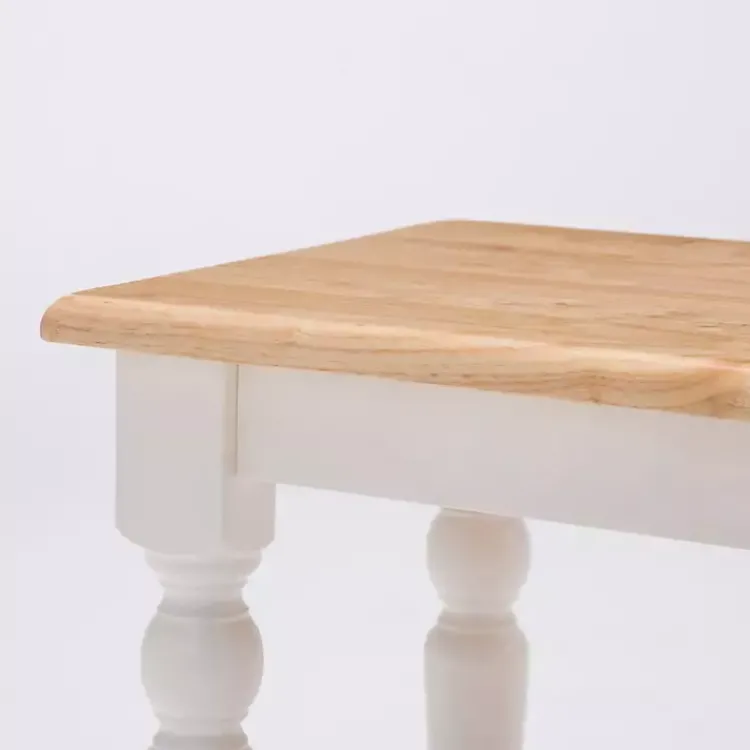 Kirklands Home Cream and Natural Wood Dining Bench Clearance