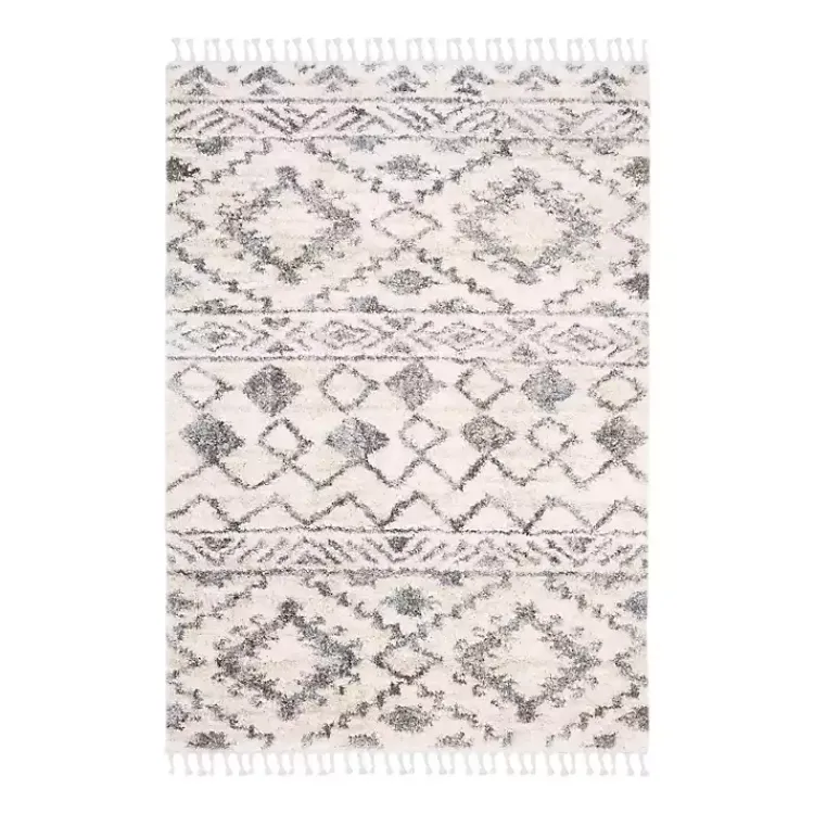 Kirklands Home Cream and Navy Moroccan Fringe Shag Rug, 5x7 Hot