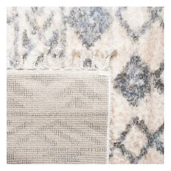 Kirklands Home Cream and Navy Moroccan Fringe Shag Rug, 5x7 Hot