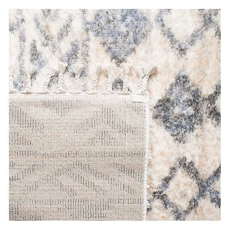 Kirklands Home Cream and Navy Moroccan Fringe Shag Rug, 5x7 Hot
