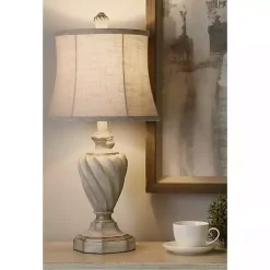Kirklands Home Cream and Off-White Table Lamp Ivory Outlet