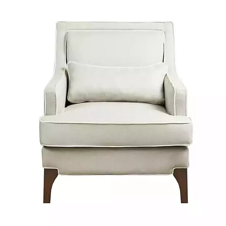 Kirklands Home Cream and White Contrast Welting Accent Chair Ivory New