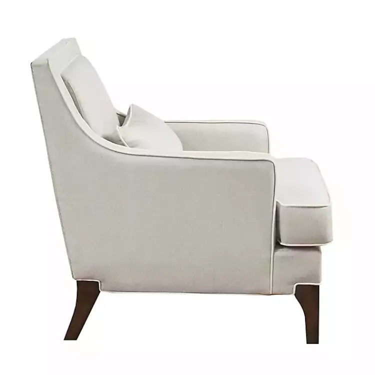 Kirklands Home Cream and White Contrast Welting Accent Chair Ivory New