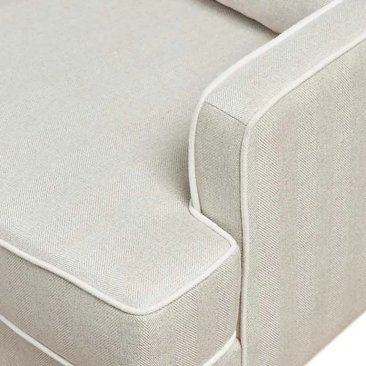 Kirklands Home Cream and White Contrast Welting Accent Chair Ivory New