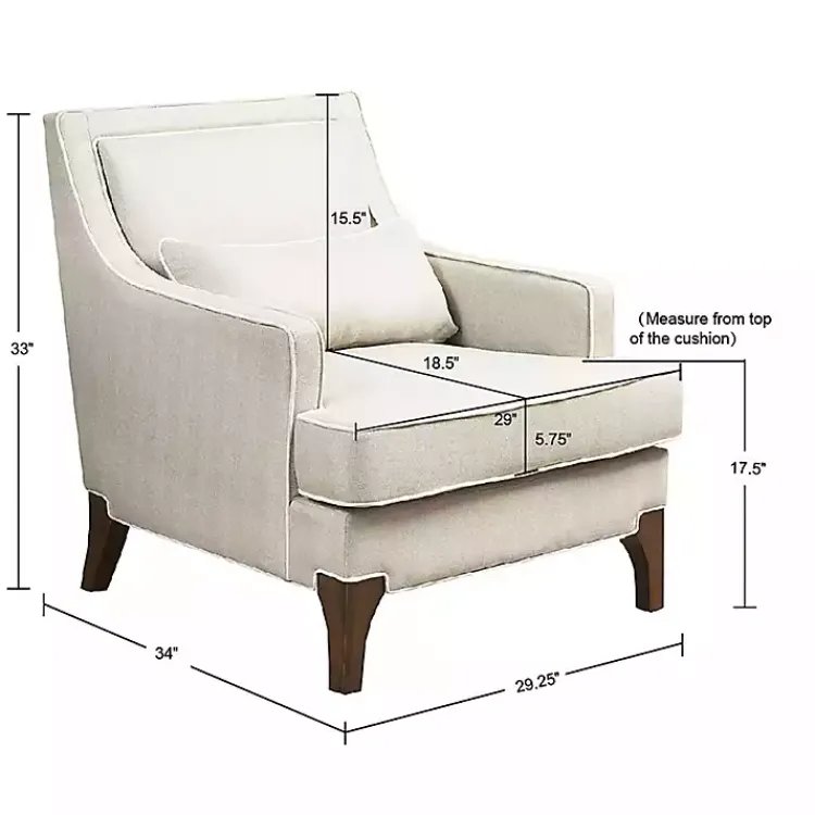 Kirklands Home Cream and White Contrast Welting Accent Chair Ivory New
