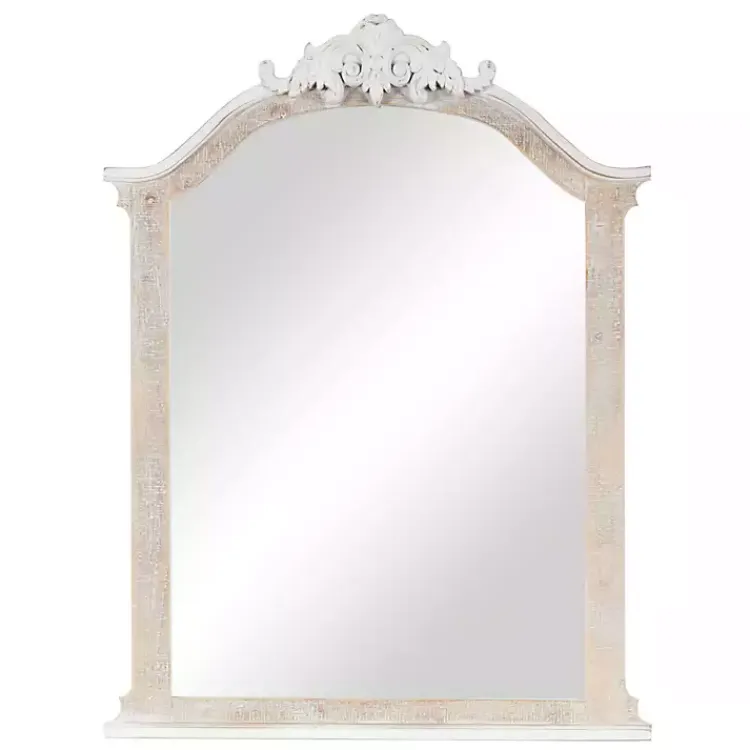 Kirklands Home Cream Arched Rectangle Scroll Wall Mirror Hot