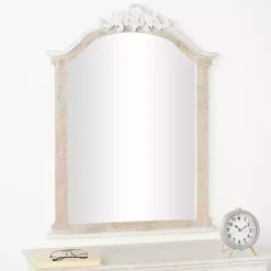 Kirklands Home Cream Arched Rectangle Scroll Wall Mirror Hot