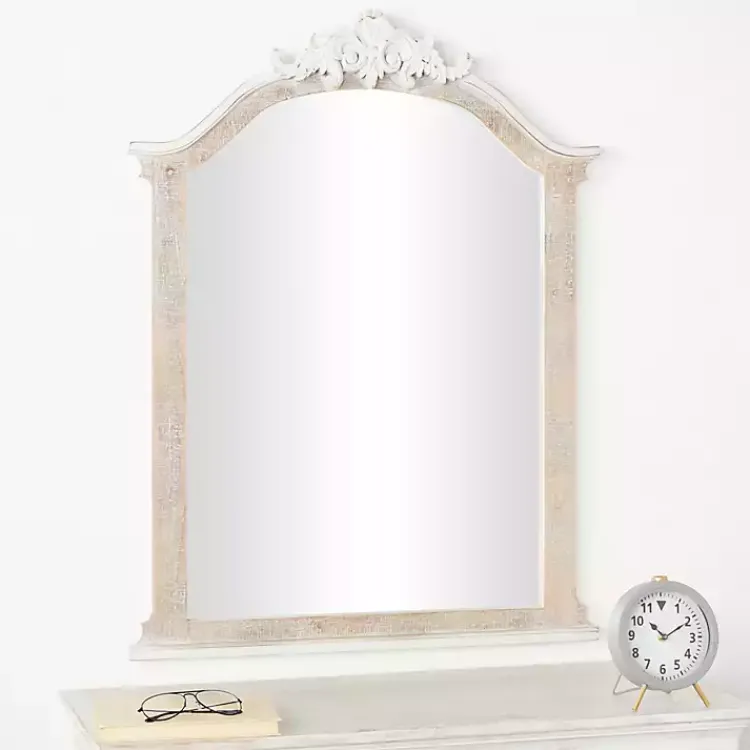 Kirklands Home Cream Arched Rectangle Scroll Wall Mirror Hot