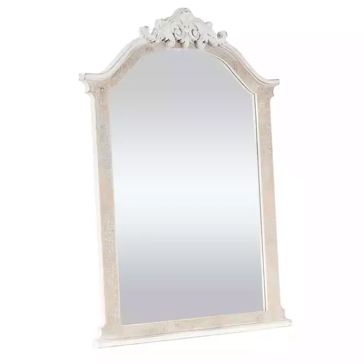 Kirklands Home Cream Arched Rectangle Scroll Wall Mirror Hot