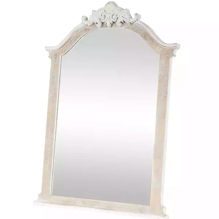 Kirklands Home Cream Arched Rectangle Scroll Wall Mirror Hot
