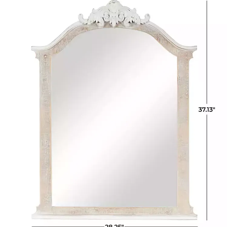 Kirklands Home Cream Arched Rectangle Scroll Wall Mirror Hot