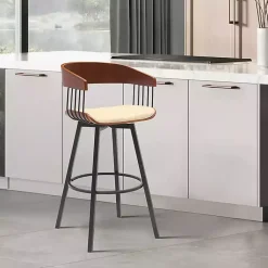 Kirklands Home Cream Athena Swivel Bar Stool Ivory Clearance