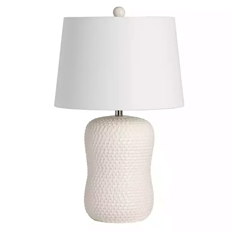 Kirklands Home Cream Basketweave Ceramic Table Lamp White Online