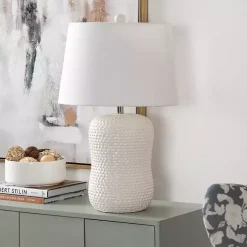 Kirklands Home Cream Basketweave Ceramic Table Lamp White Online