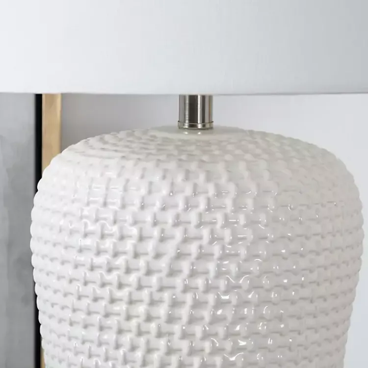 Kirklands Home Cream Basketweave Ceramic Table Lamp White Online