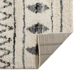Kirklands Home Cream Boho Striped Area Rug, 5x8 Ivory New