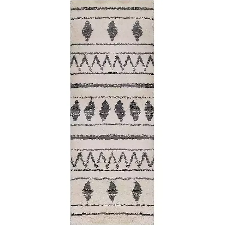 Kirklands Home Cream Boho Striped Runner Ivory Best