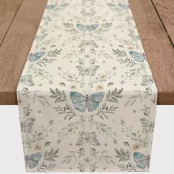 Kirklands Home Cream Botanical Butterfly Table Runner, 90 in. Ivory New