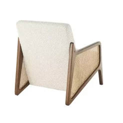 Kirklands Home Cream Boucle & Rattan Accent Chair White New