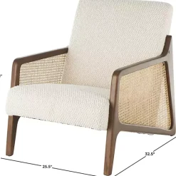 Kirklands Home Cream Boucle & Rattan Accent Chair White New