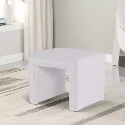 Kirklands Home Cream Boucle Arch Ottoman White Outlet