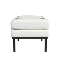 Kirklands Home Cream Boucle Black Faux Leather Bench White Discount