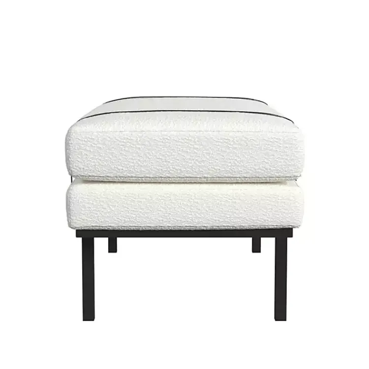 Kirklands Home Cream Boucle Black Faux Leather Bench White Discount