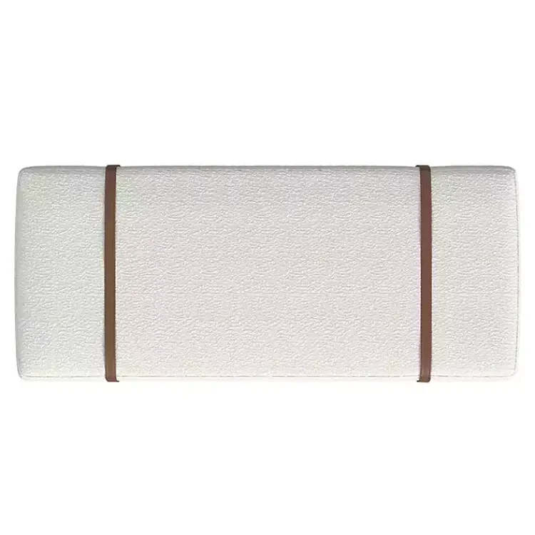 Kirklands Home Cream Boucle Brown Faux Leather Bench White Sale