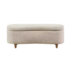 Kirklands Home Cream Boucle Flip-Top Storage Bench White Online