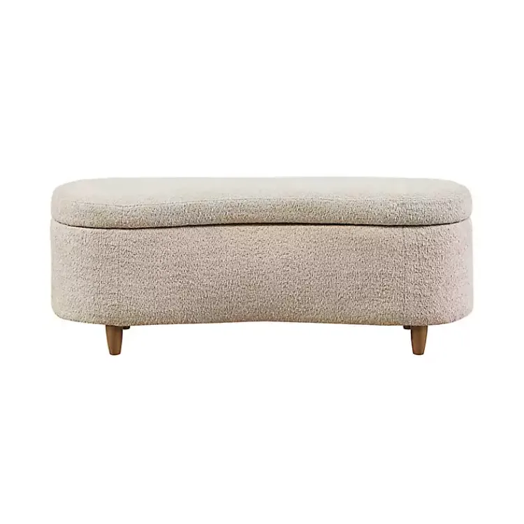 Kirklands Home Cream Boucle Flip-Top Storage Bench White Online