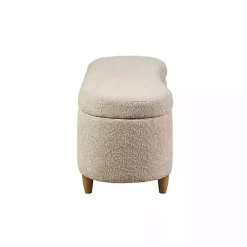 Kirklands Home Cream Boucle Flip-Top Storage Bench White Online