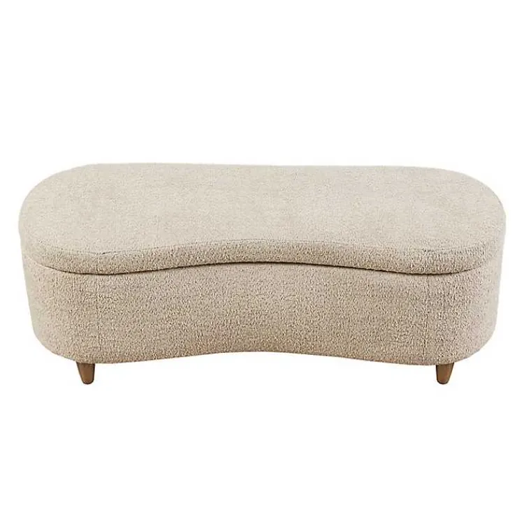Kirklands Home Cream Boucle Flip-Top Storage Bench White Online