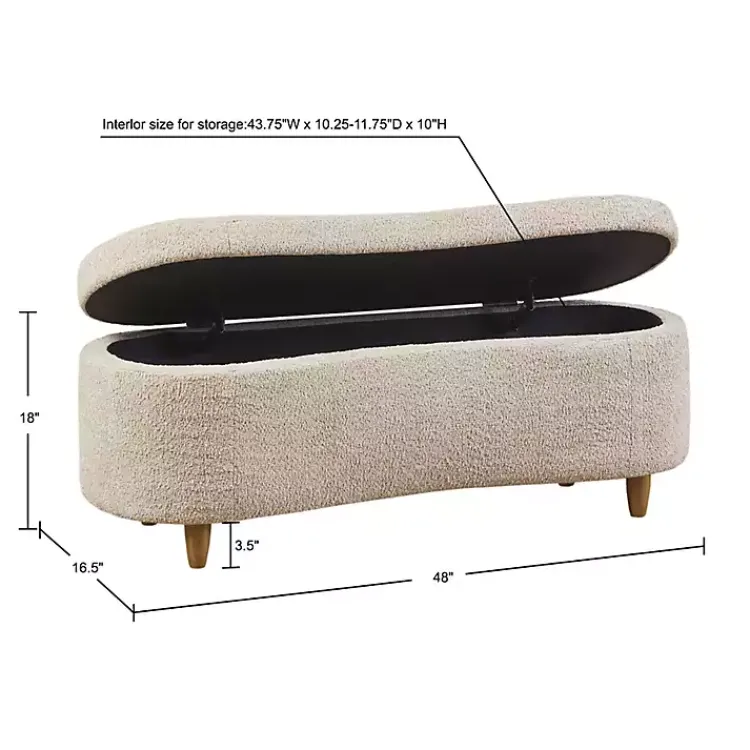 Kirklands Home Cream Boucle Flip-Top Storage Bench White Online