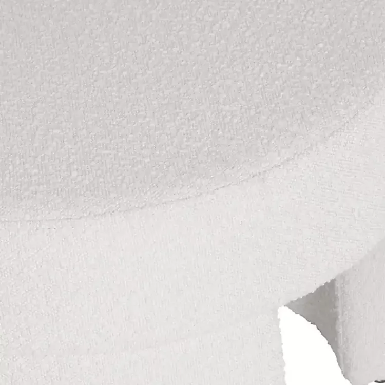 Kirklands Home Cream Boucle Round Upholstered Ottoman White