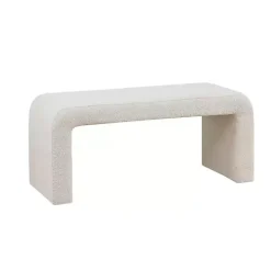 Kirklands Home Cream Boucle Waterfall Bench White Online