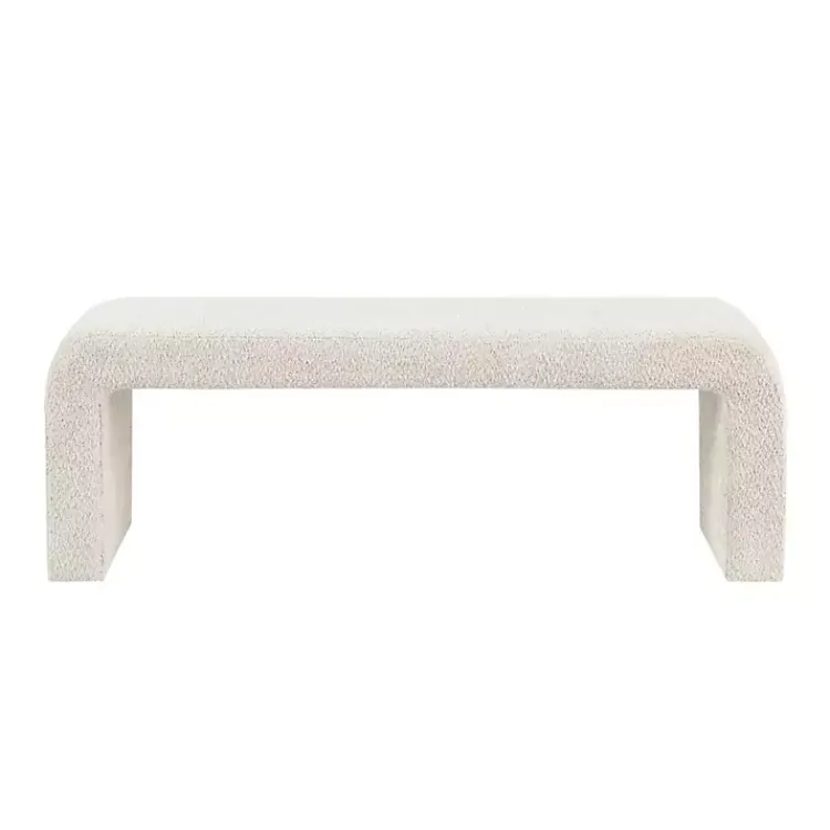 Kirklands Home Cream Boucle Waterfall Bench, 52 in. White Discount