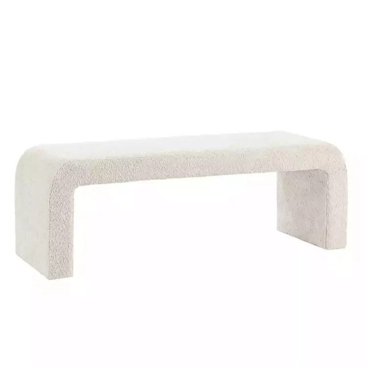 Kirklands Home Cream Boucle Waterfall Bench, 52 in. White Discount