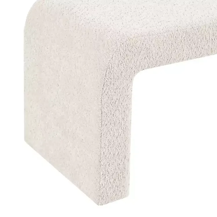 Kirklands Home Cream Boucle Waterfall Bench, 52 in. White Discount