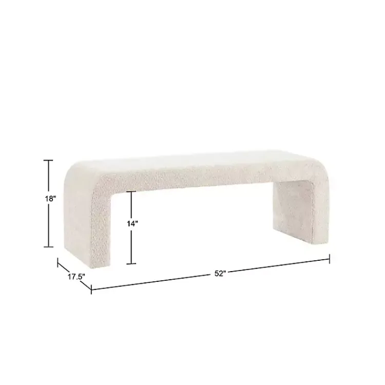 Kirklands Home Cream Boucle Waterfall Bench, 52 in. White Discount