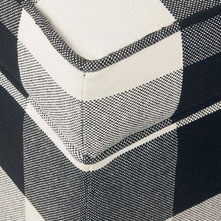 Kirklands Home Cream Buffalo Plaid Upholstered Storage Ottoman Hot