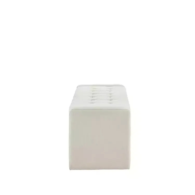 Kirklands Home Cream Button Tufted Upholstered Storage Bench Ivory Sale
