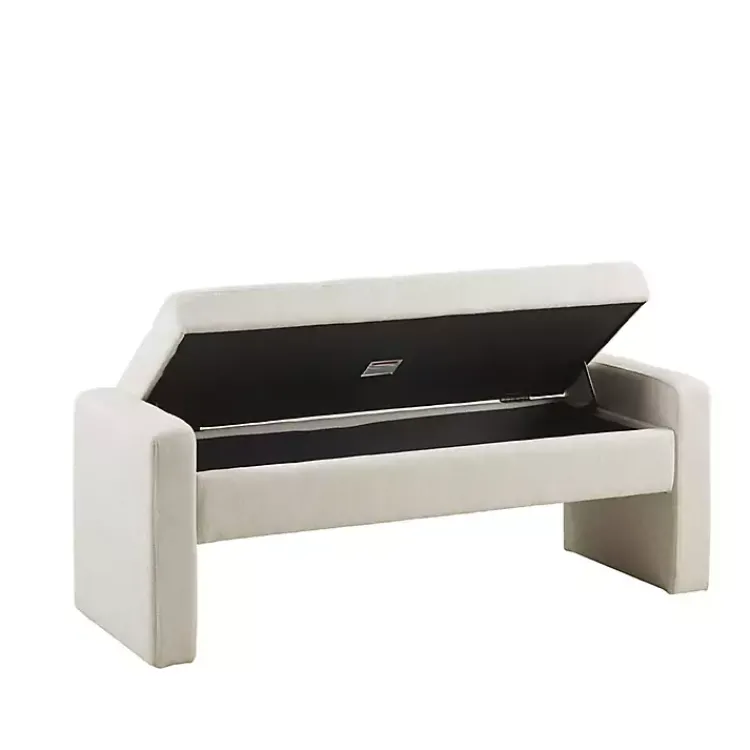 Kirklands Home Cream Button Tufted Upholstered Storage Bench Ivory Sale