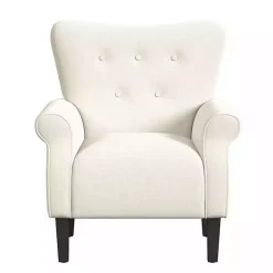 Kirklands Home Cream Button-Tufted Rolled Arm Accent Chair White Best